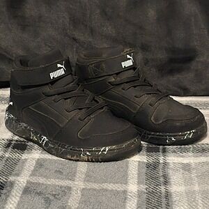 Puma Rebound V6 Mid 11C High Top Sneakers Kids Black Marble 395115-01